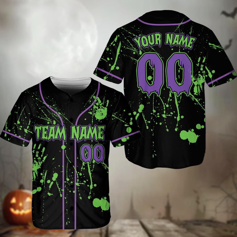 Halloween Baseball Jersey with Pumpkin & Spiderweb - Custom Name Team Uniform