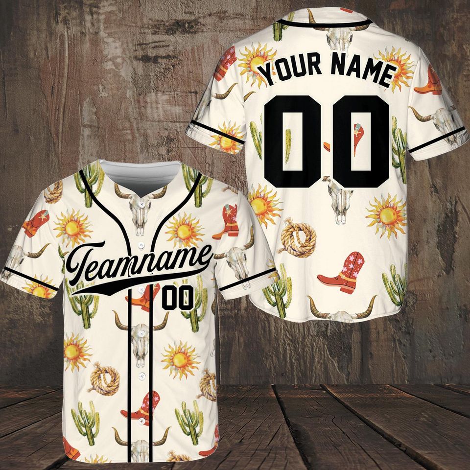 Custom Wild West Cowboy Boots Baseball Jersey, Personalized Name And Number Baseball Jersey
