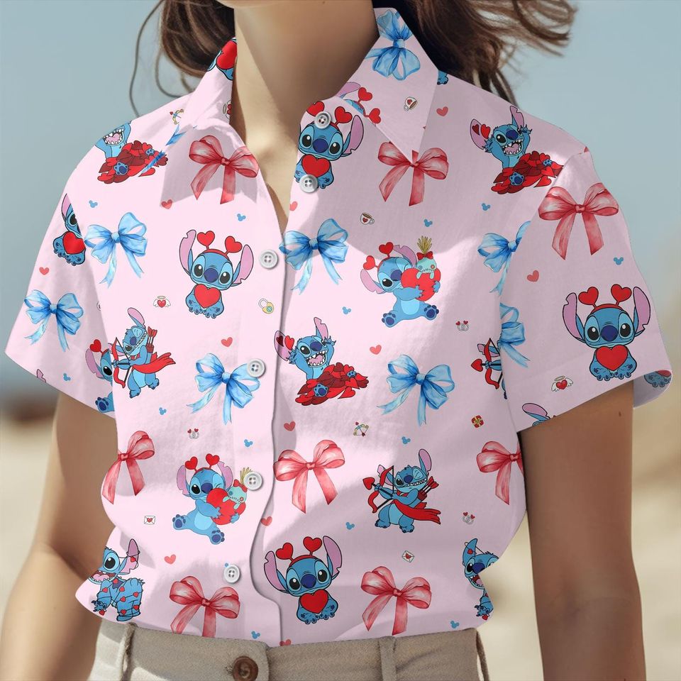 Lilo And Stitch Button Hawaiian Shirt and Shorts Set