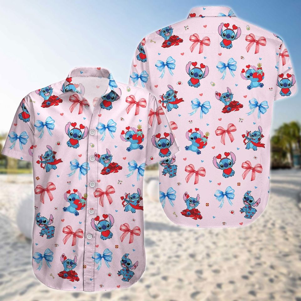 Lilo And Stitch Button Hawaiian Shirt and Shorts Set