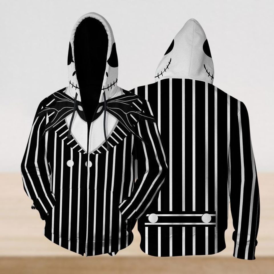 The Nightmare Before Christmas Jack Skellington 3D Zip Hoodie