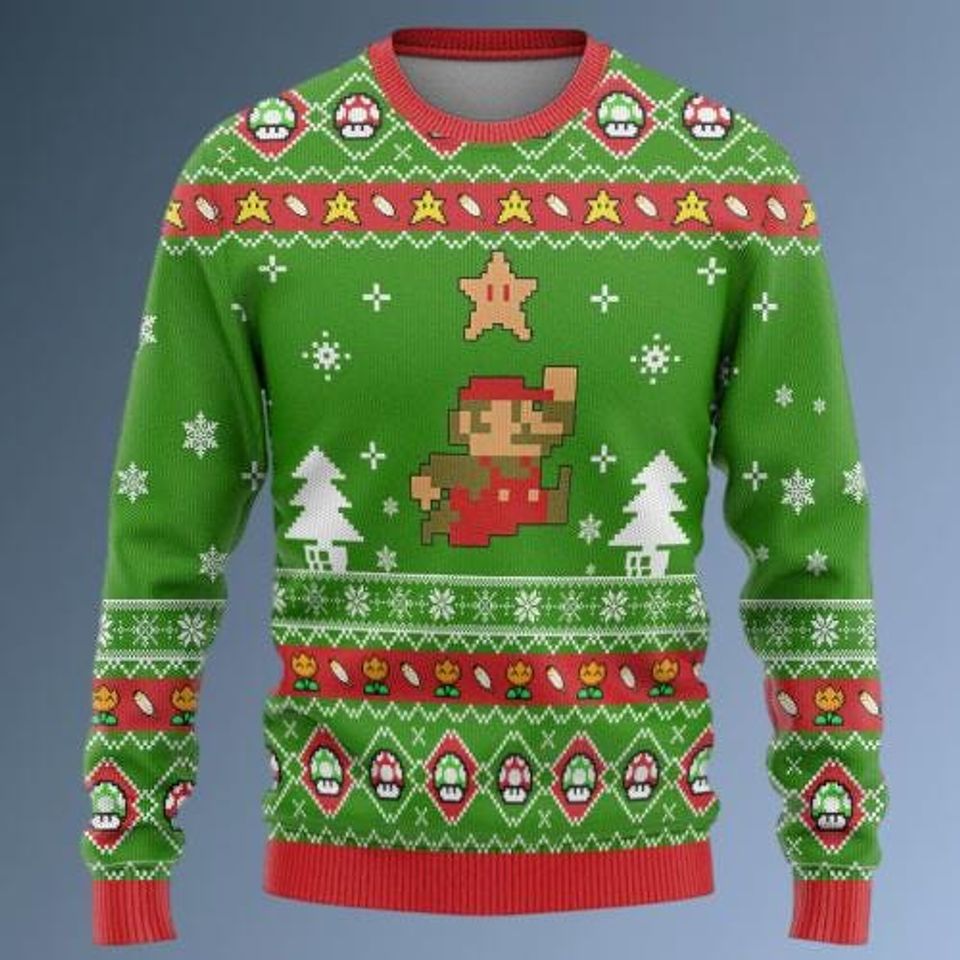 Nintendo Super Mario Custom Ugly Christmas Sweater
