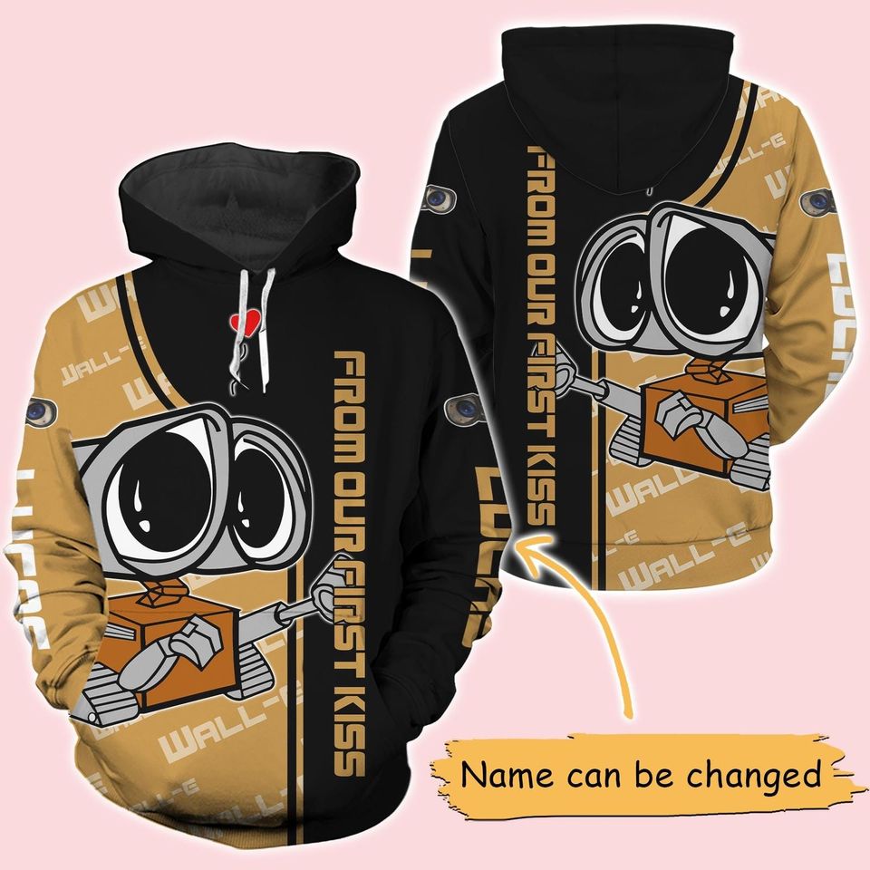 Custom Disney Wall-E And Eve Hoodie, From Our First Kiss Till Our Last Breath Couple Hoodie, Disney Couple Hoodies, Gift For Valentine