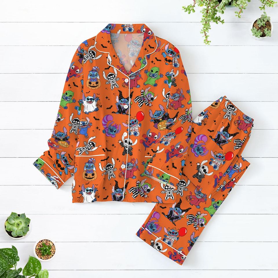 Halloween Stitch Pajama Set, Stitch Pjs For Women, Midnight Shirt, Stitch Pajamas Pants, Stitch Pajamas For Kids, Halloween Gift