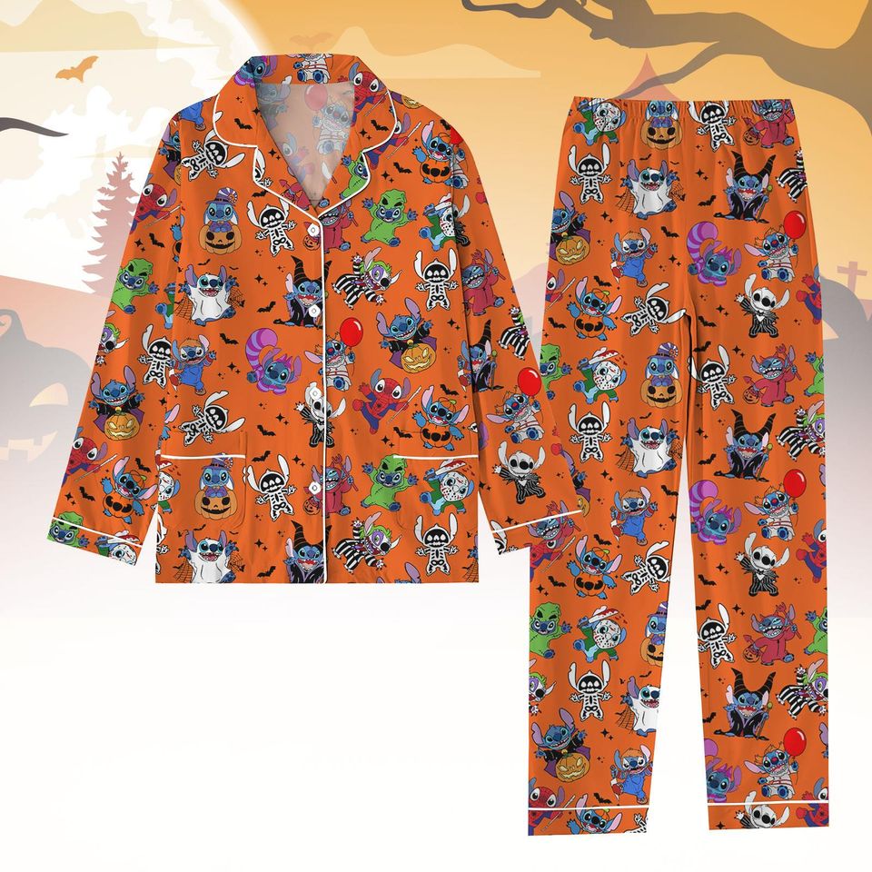Halloween Stitch Pajama Set, Stitch Pjs For Women, Midnight Shirt, Stitch Pajamas Pants, Stitch Pajamas For Kids, Halloween Gift