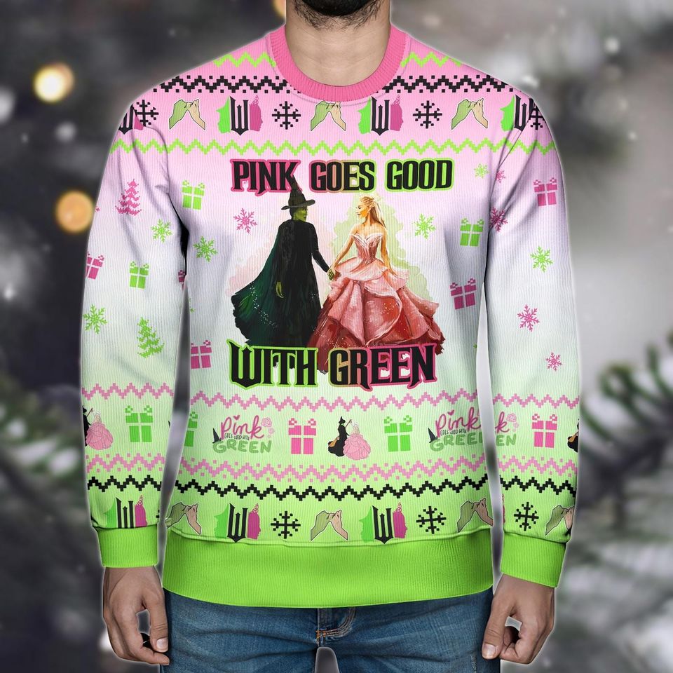 Wicked Elphaba and Glinda Ugly Christmas Sweater