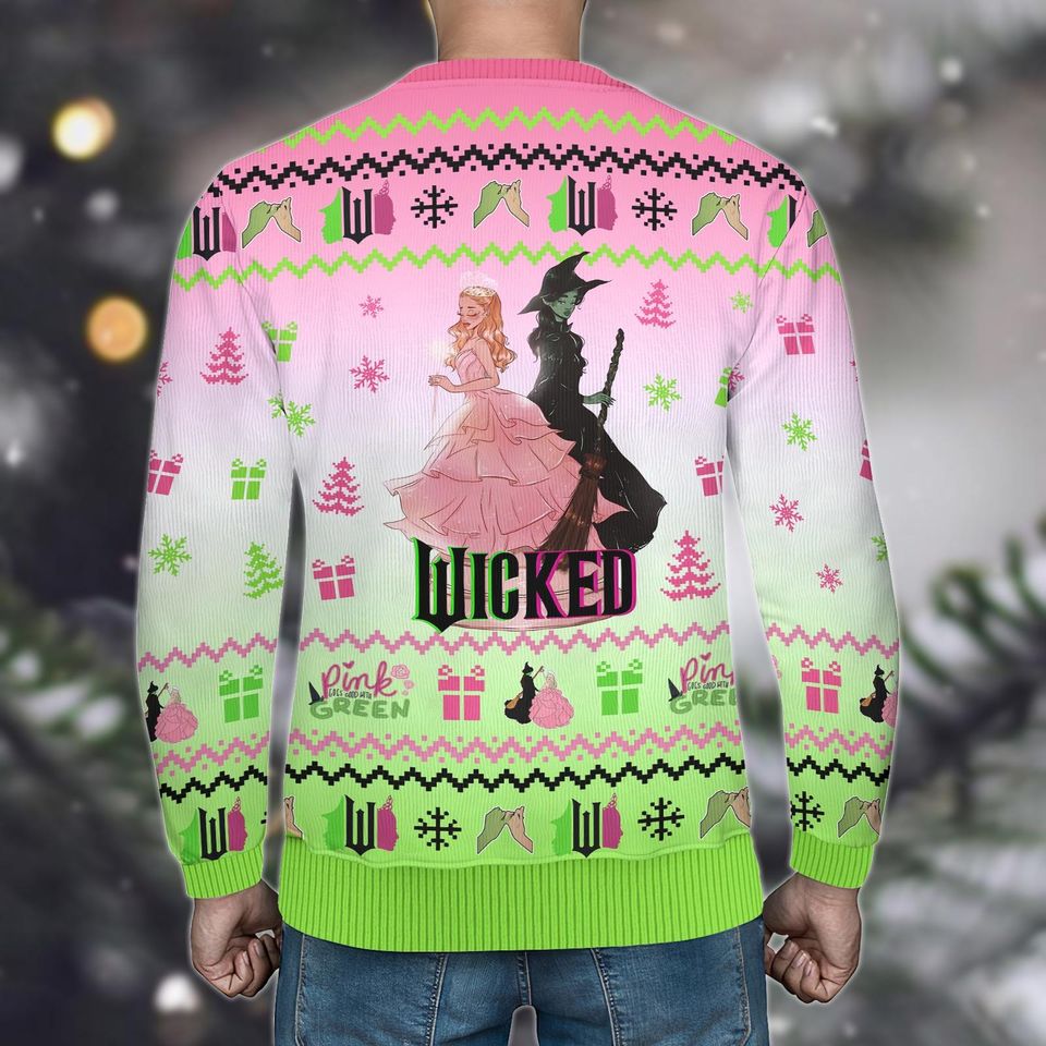 Wicked Elphaba and Glinda Ugly Christmas Sweater