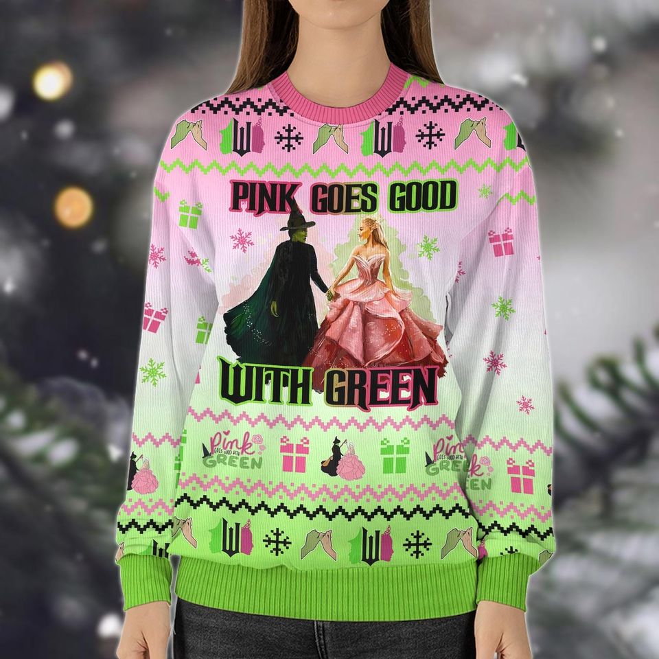 Wicked Elphaba and Glinda Ugly Christmas Sweater