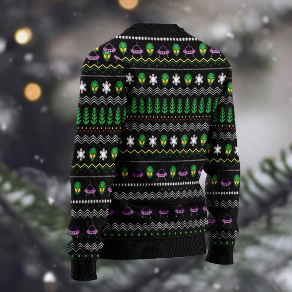 Alien Xenomorph Christmas Ugly Sweater, Merry Christmas Humans Sweater