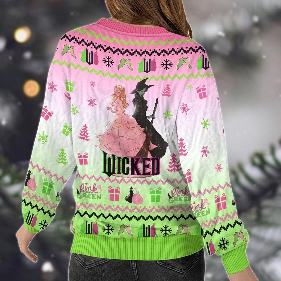 Wicked Elphaba and Glinda Ugly Christmas Sweater
