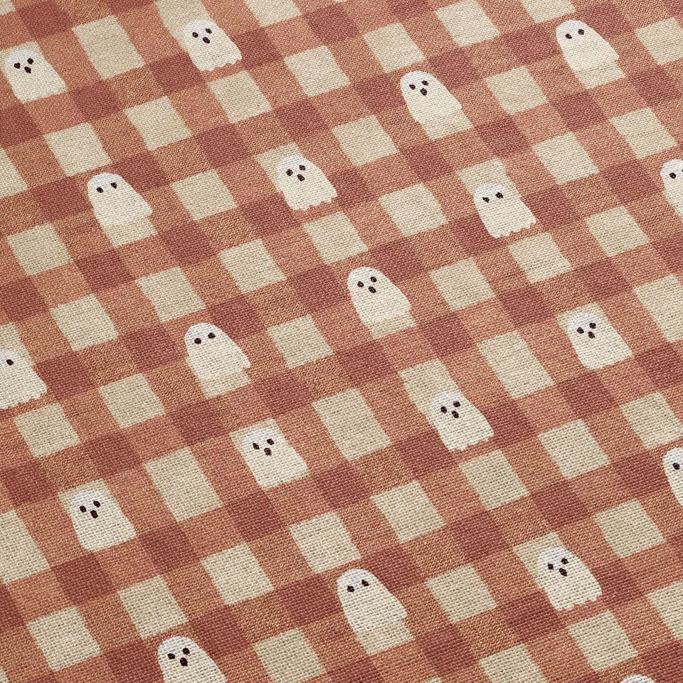 Gingham Ghost Woven Blanket: Halloween Fall Couch Throw with Fringe