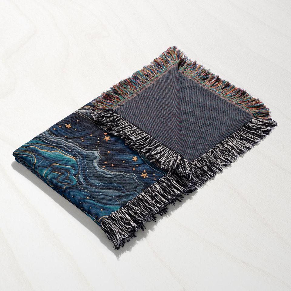 Wizard Castle Woven Throw Blanket: Starry Night Fantasy Decor