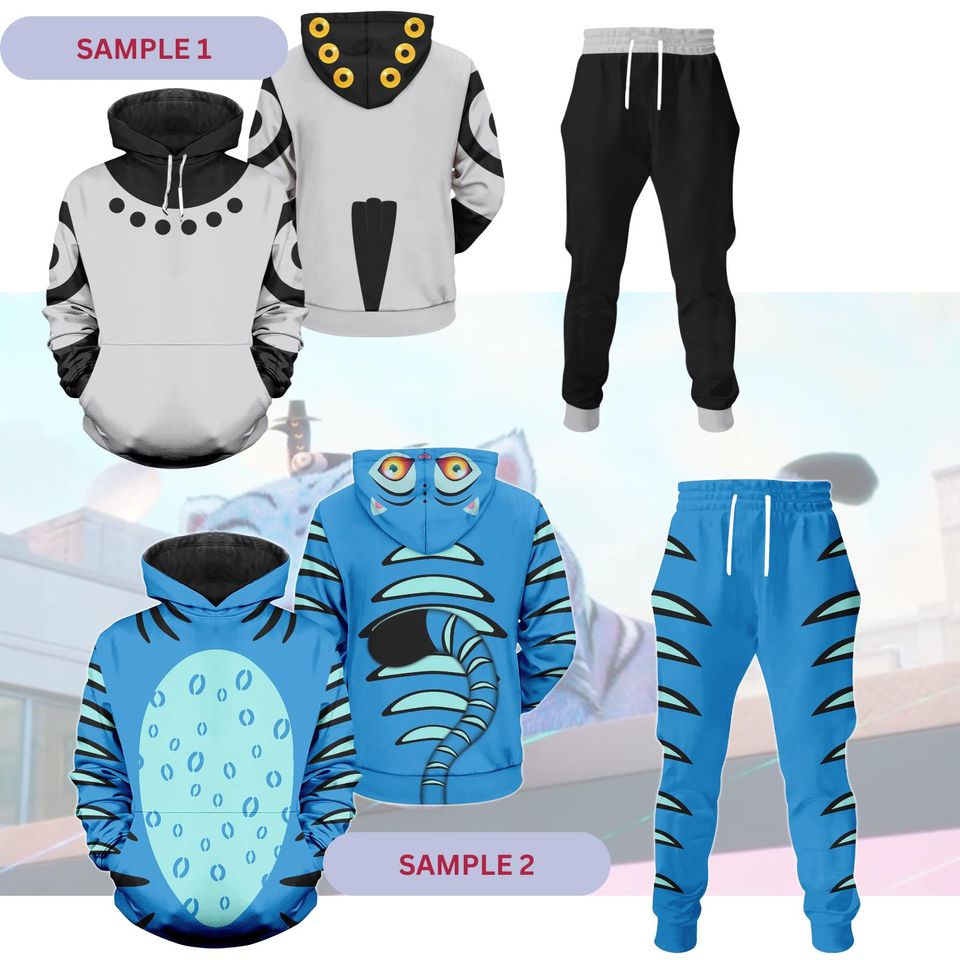 Sussy Demon Hunters Costume Hoodie Jogger, Derpy Tiger and Sussie Bird 3D Hoodie, Kpop Demon Hunters, Saja Boys Fan Gift, Cosplay Gift