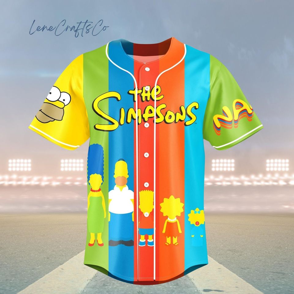 Custom The Simpsons Baseball Shirt, Sitcom Jersey, Cartoon TShirt, TV Show Merch, Bart Simpson Graphic Tee, Gift for Simpsons Fans