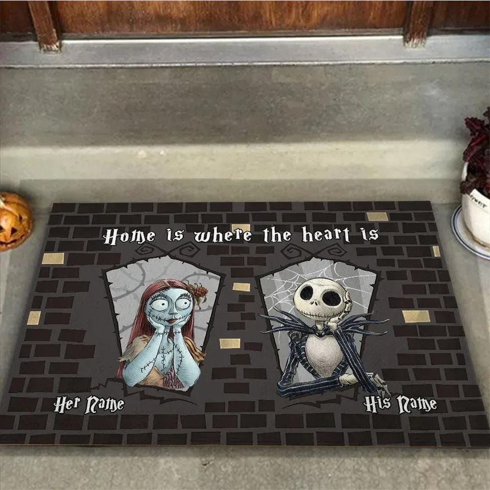 Custom Jack And Sally Doormat, Nightmare Before Christmas Welcome Mat
