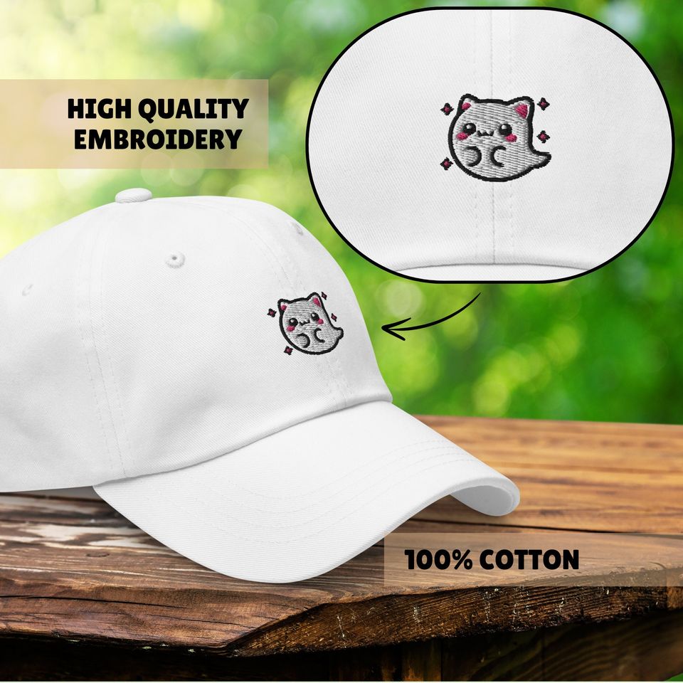 Halloween Ghost Cat Hat  Spooky Embroidered Witch Cat Hat for Pet Lovers