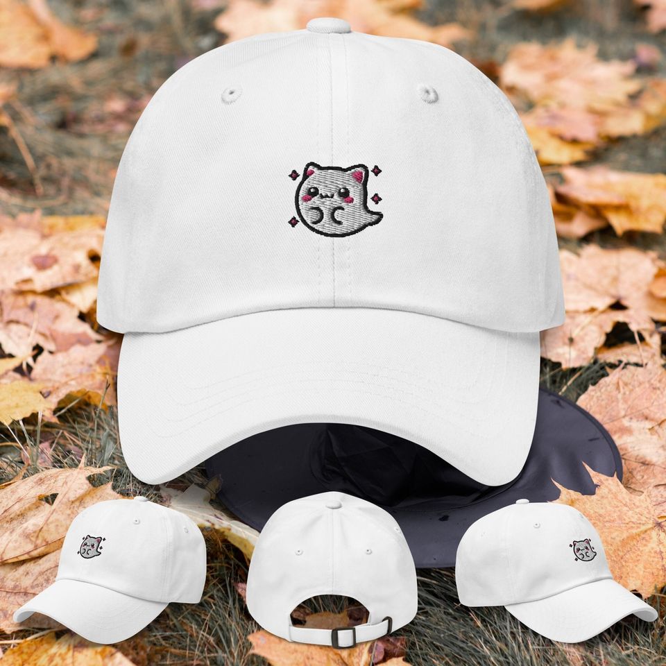 Halloween Ghost Cat Hat  Spooky Embroidered Witch Cat Hat for Pet Lovers