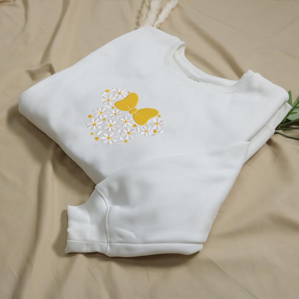 Flower Mouse Head Embroidery Sweatshirt Trendy Embroidery Sweatshirt
