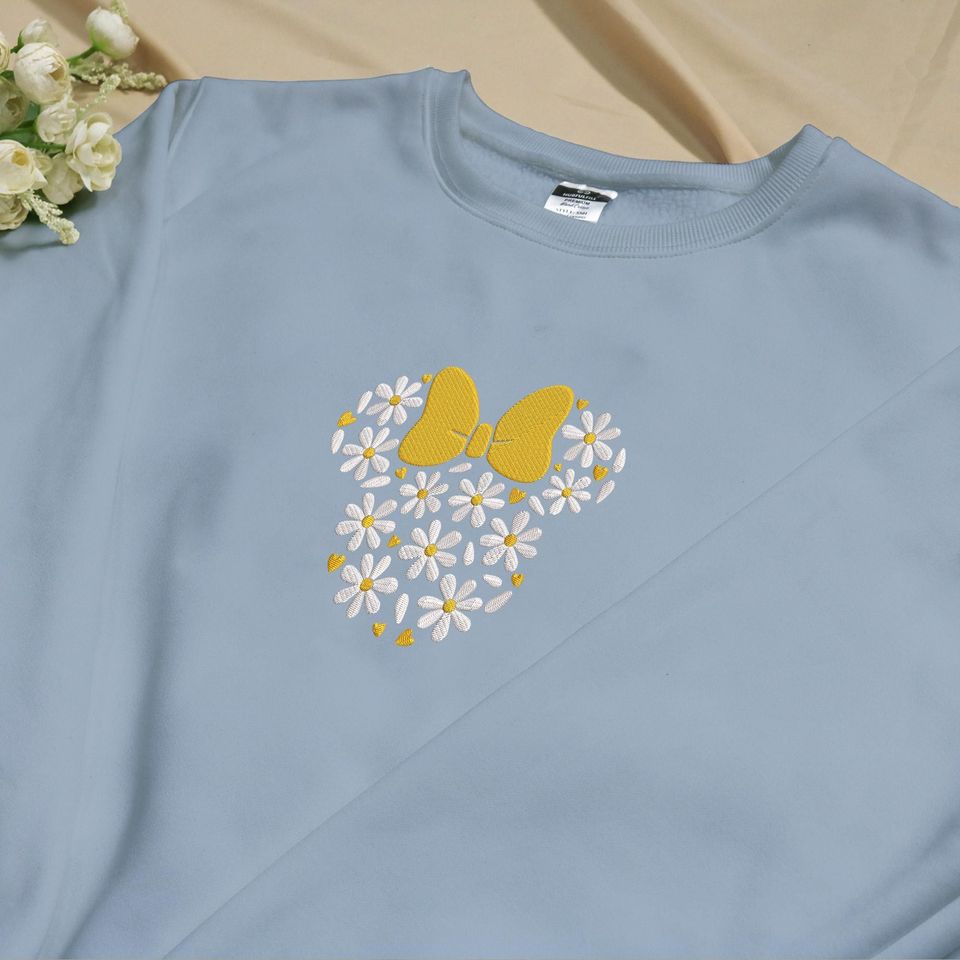 Flower Mouse Head Embroidery Sweatshirt Trendy Embroidery Sweatshirt