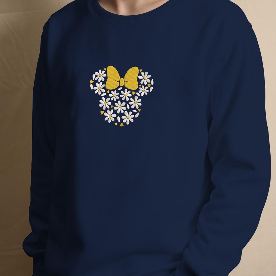 Flower Mouse Head Embroidery Sweatshirt Trendy Embroidery Sweatshirt