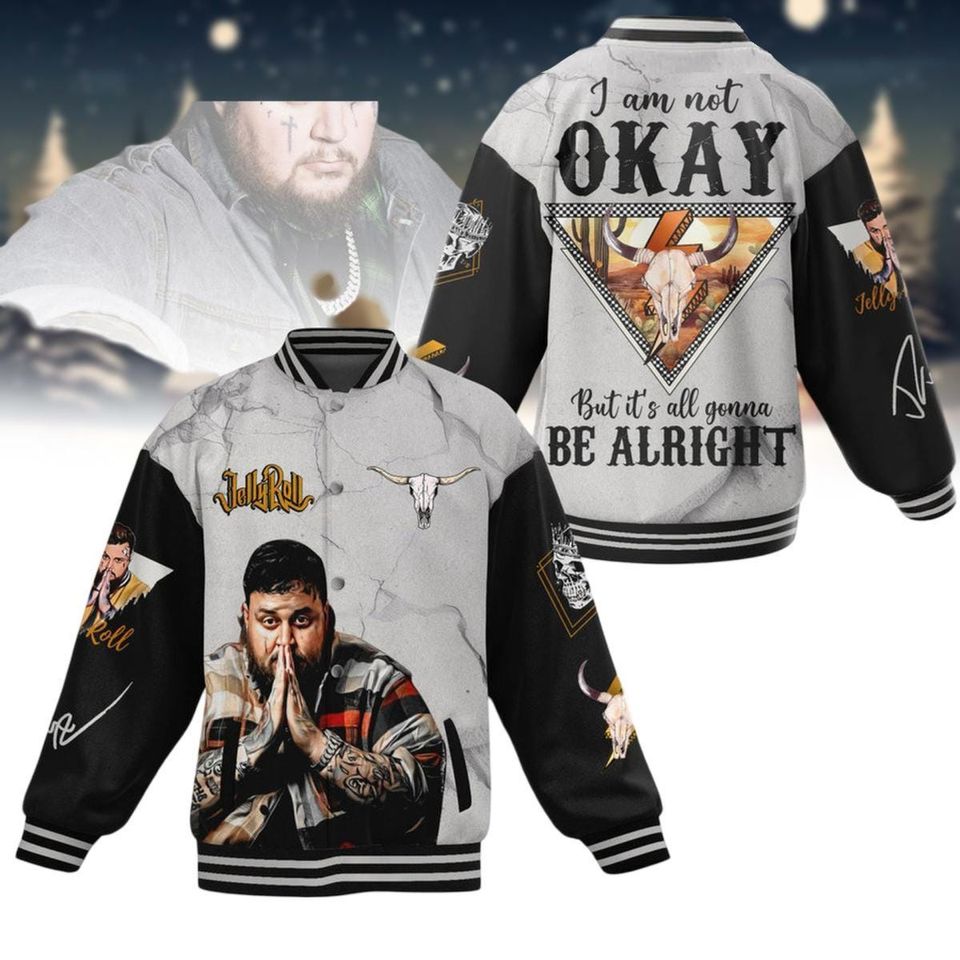 Jelly Roll Christmas Baseball Jacket, I'm Not Ok Jacket Men