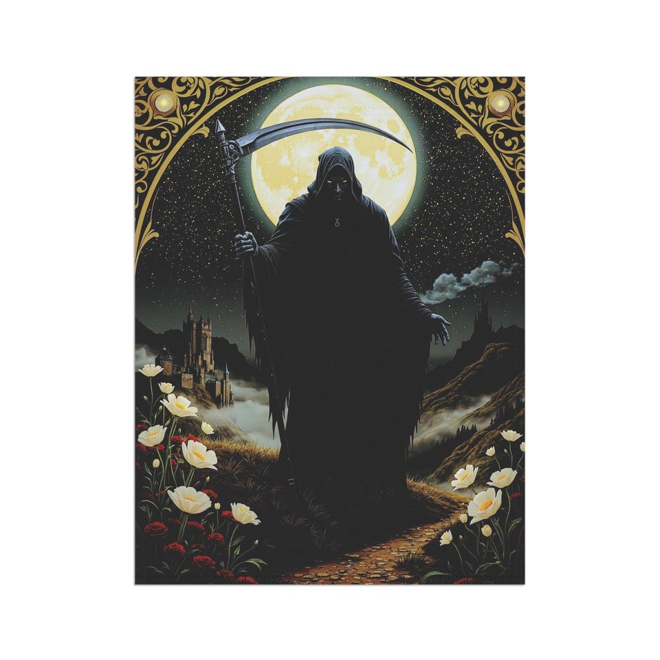 Gothic Grim Reaper Yard Flag: Halloween Haunted House Decor