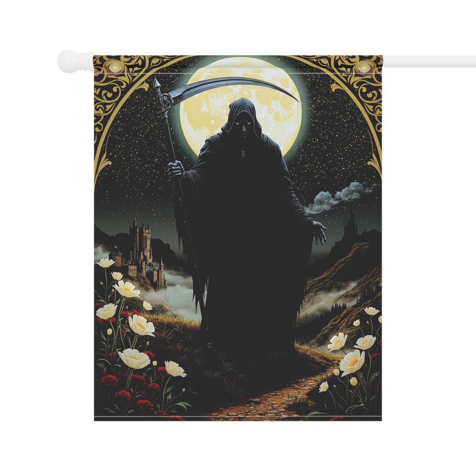 Gothic Grim Reaper Yard Flag: Halloween Haunted House Decor