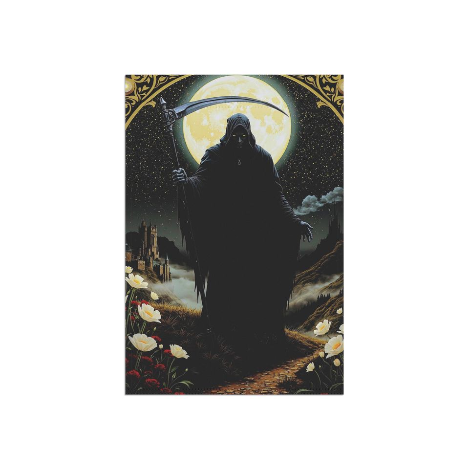 Gothic Grim Reaper Yard Flag: Halloween Haunted House Decor