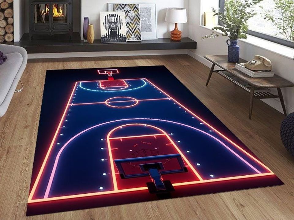 Basketball Rug: Modern Sports Decor for Playroom or Living Room