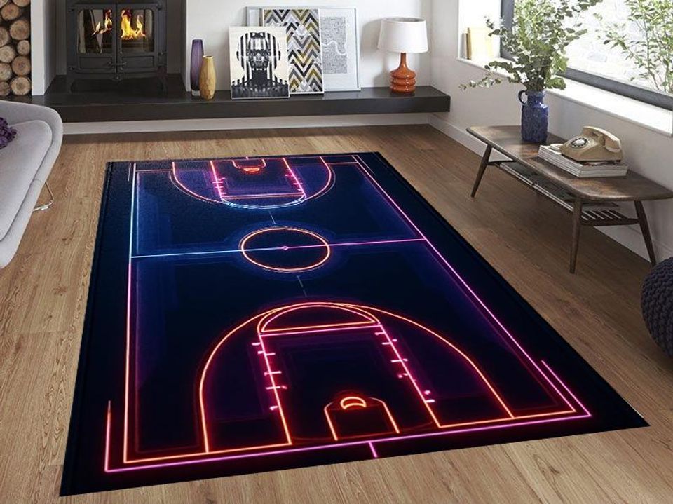 Basketball Rug: Modern Sports Decor for Playroom or Living Room