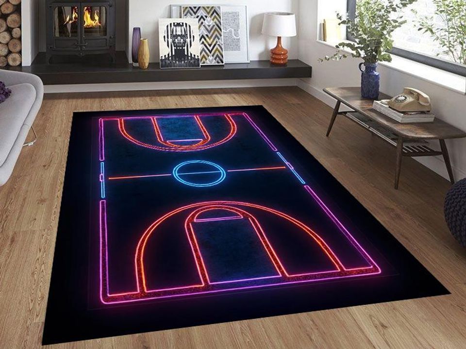 Basketball Rug: Modern Sports Decor for Playroom or Living Room