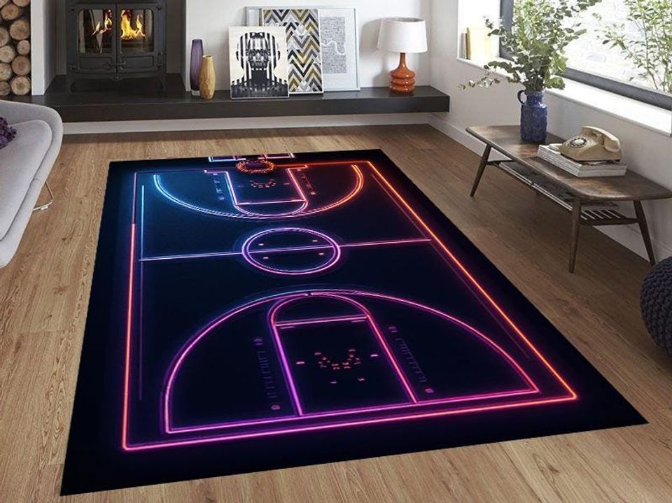 Basketball Rug: Modern Sports Decor for Playroom or Living Room