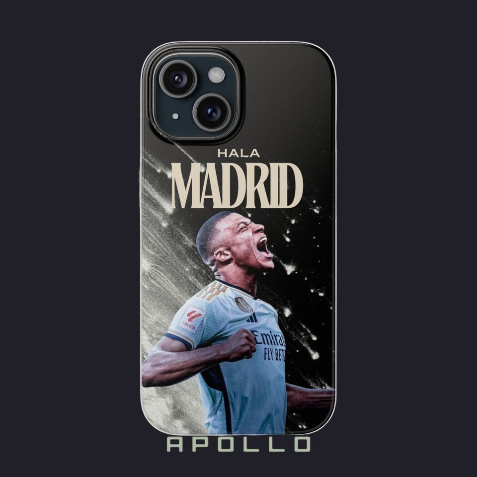 Kylian Mbappe Real Madrid ''Hala Madrid'' Phone Cover for IPhone Cases, IPhone Cases Printed Pootball Players, Gifts For Football Lover, Soccer Merch