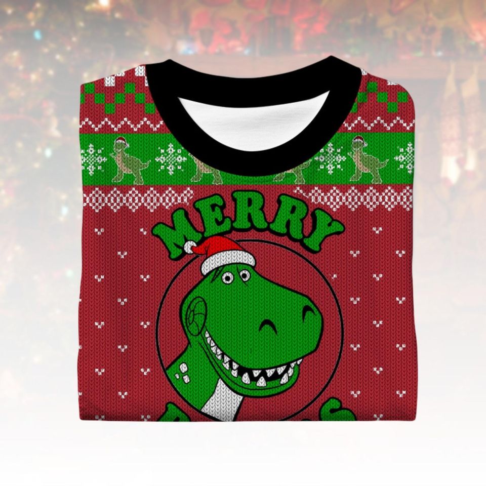 Toy Story Rex Ugly Christmas Sweater, Merry Rexmas Xmas Sweater, Dinosaur Ugly Sweater, Toy Story Sweater, Christmas Gift