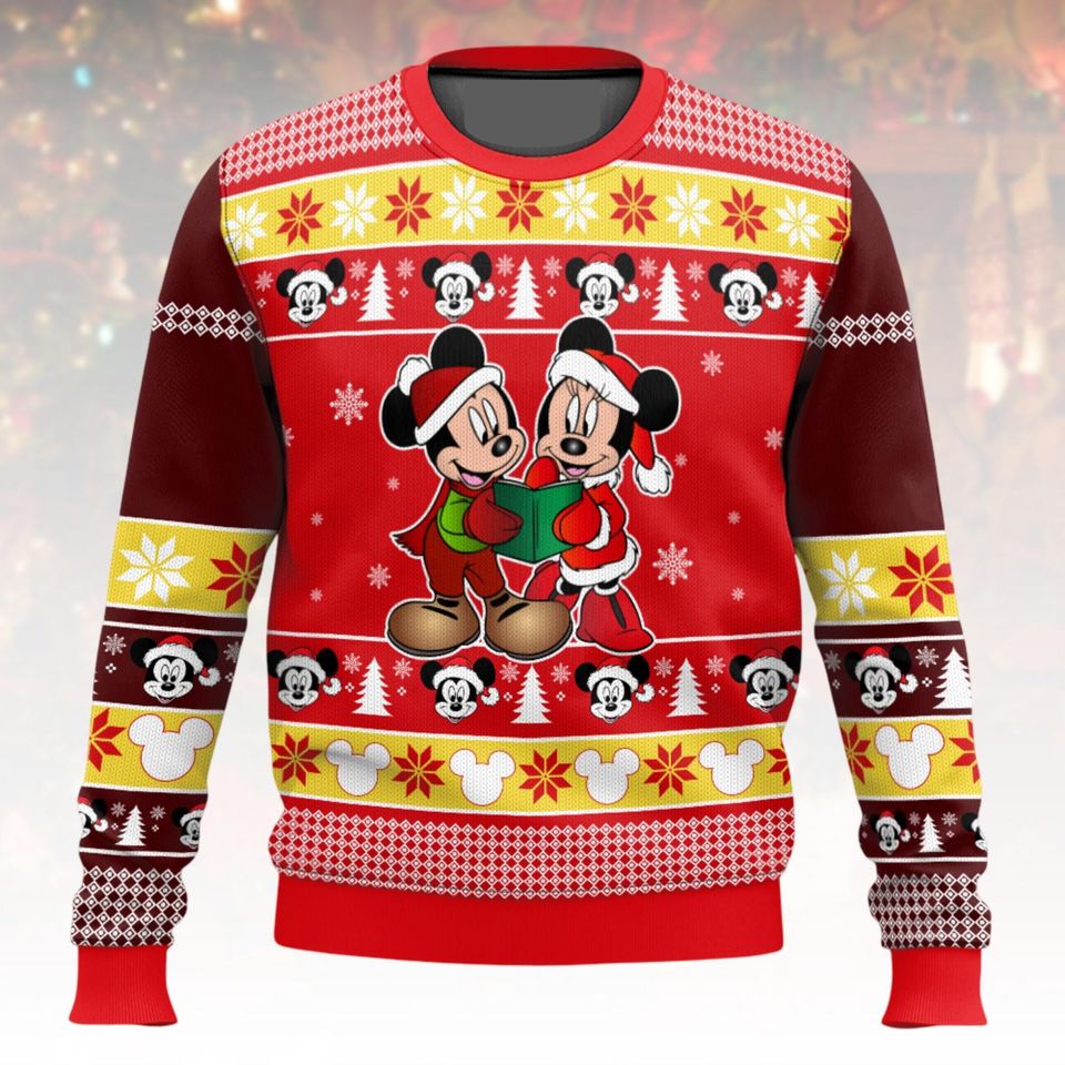 Mickey and Minnie Ugly Christmas Sweater, Disney Xmas Sweater, Cartoon Ugly Sweater, Holiday Sweater, Christmas Gift