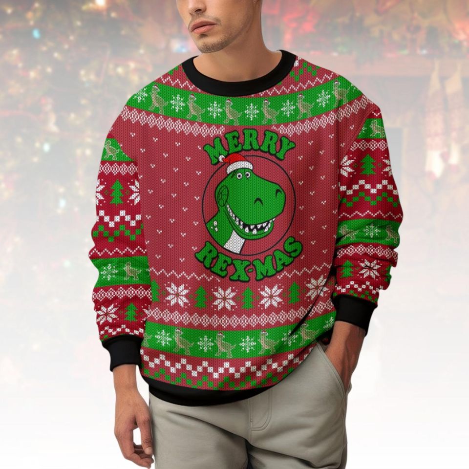 Toy Story Rex Ugly Christmas Sweater, Merry Rexmas Xmas Sweater, Dinosaur Ugly Sweater, Toy Story Sweater, Christmas Gift