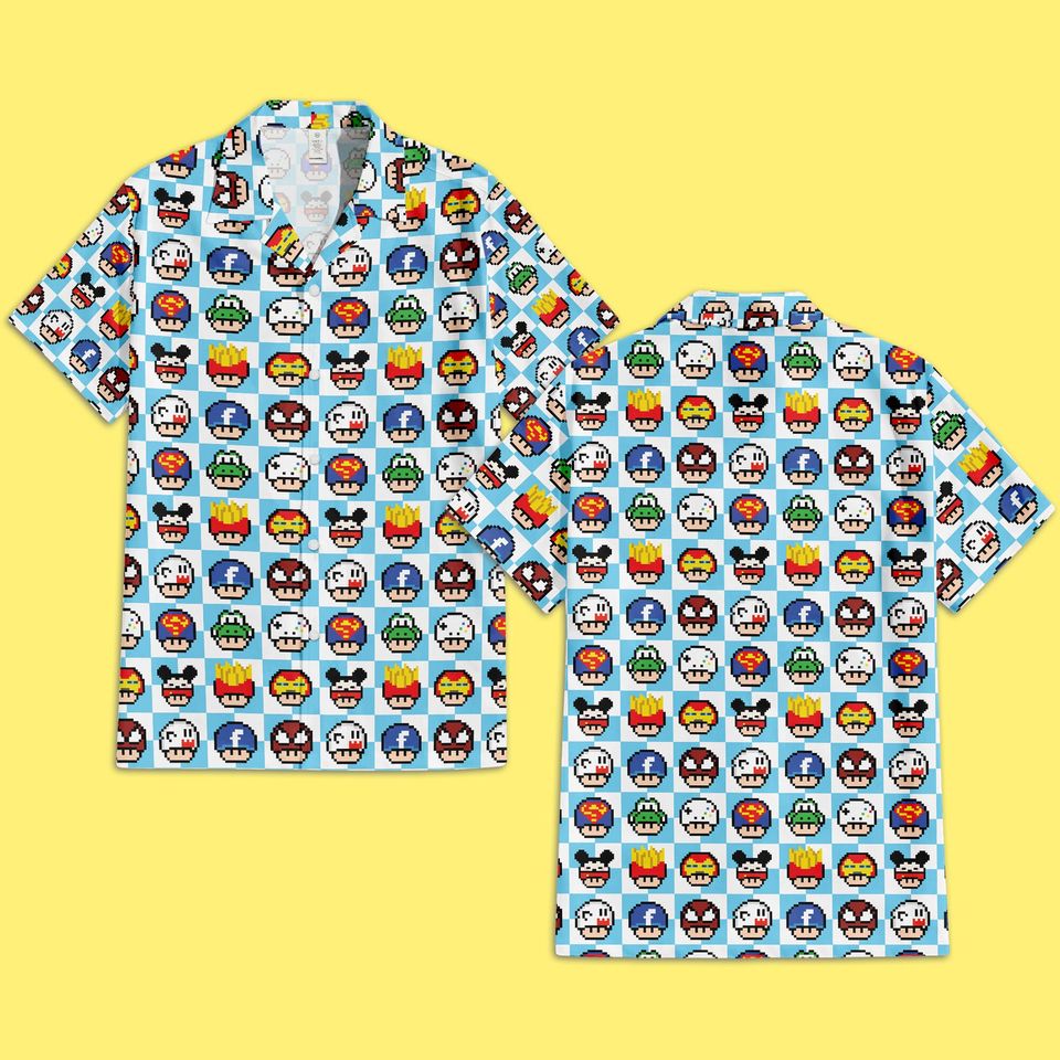 All in one Toad Pixel Art Shirt, Toad in Multiverse Hawaiian Shirt