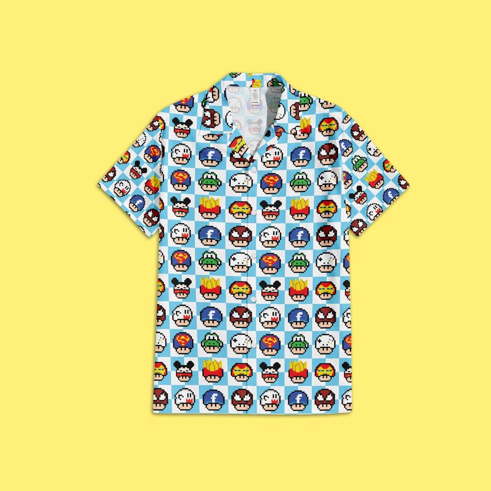 All in one Toad Pixel Art Shirt, Toad in Multiverse Hawaiian Shirt