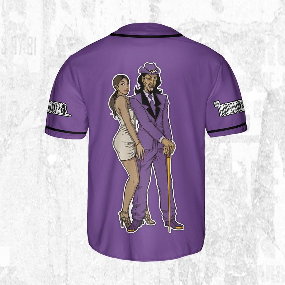 Custom Cartoon Boondocks Slickback Purple Simple Baseball, It Ain't About Lock - It's About Heart Cartoon Baseball Jersey Team Fans Gift