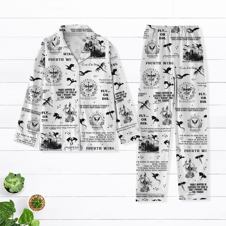 Fourth Wing Basgiath Pajama Set, Dragon Academy Sleepwear, Romantasy Bookish Pajamas