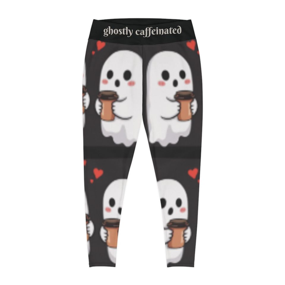 Ghostly Caffeinated Slimming Leggings: Plus Size Halloween Yoga Pants