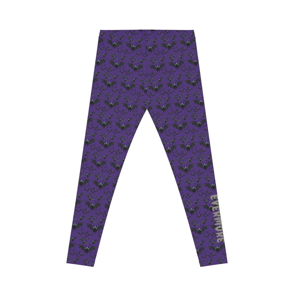 Purple Bat Print Leggings: Gothic Yoga Pants