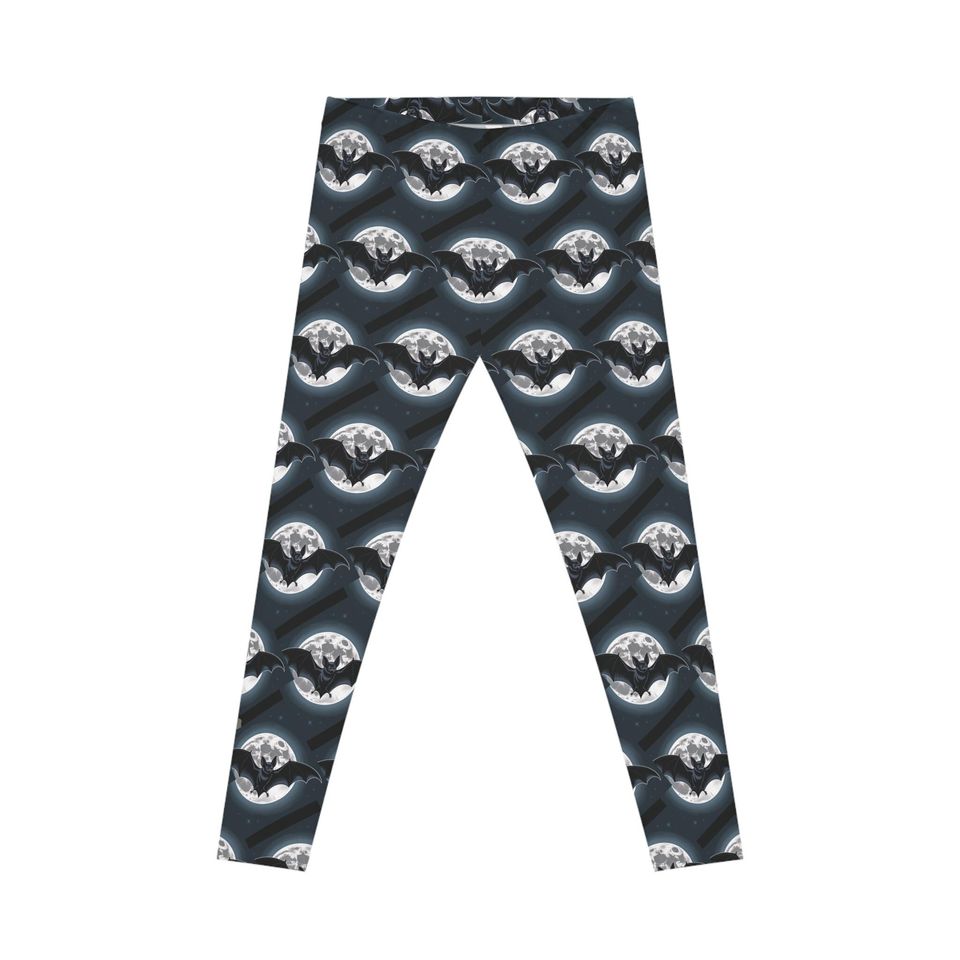 Gothic Bat Print Leggings: Goth-Core Yoga Pants