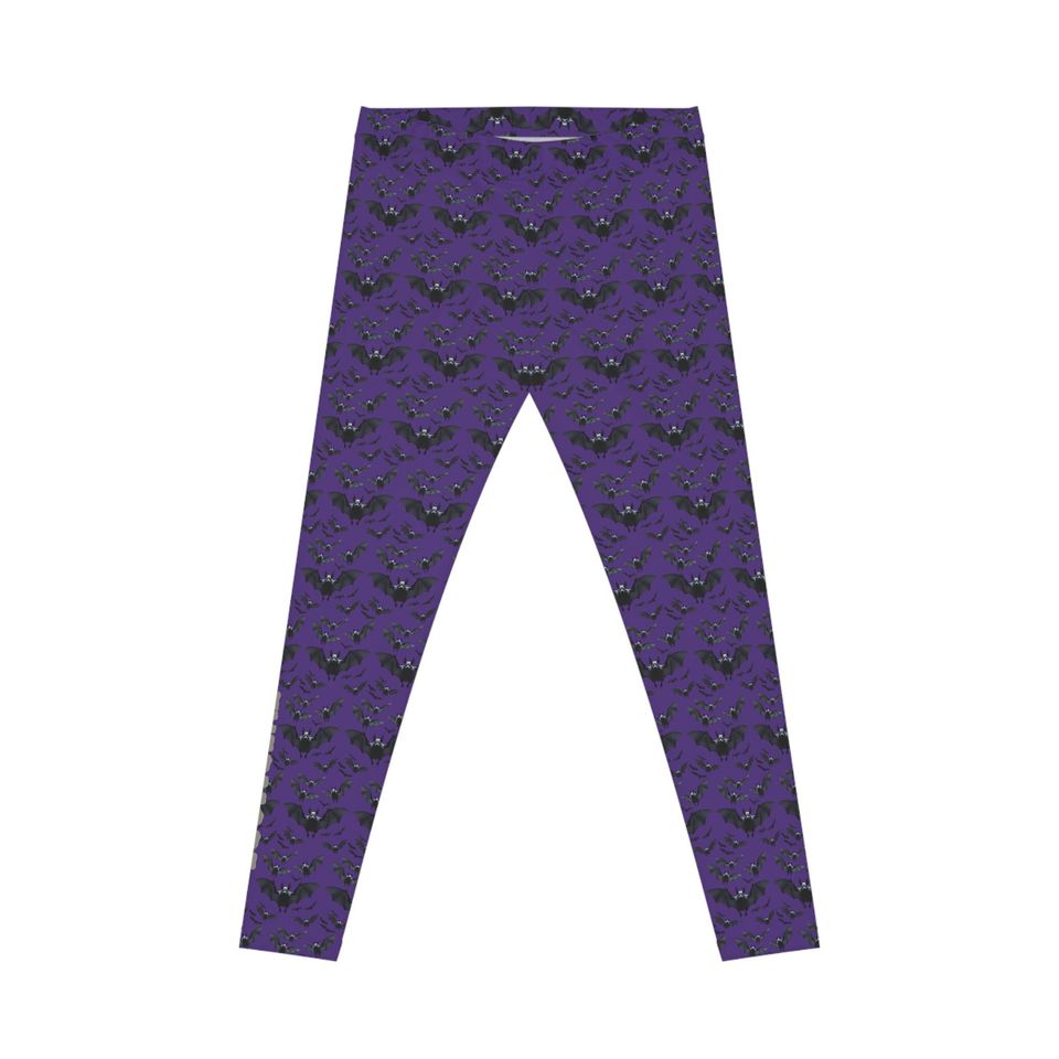 Purple Bat Print Leggings: Gothic Yoga Pants