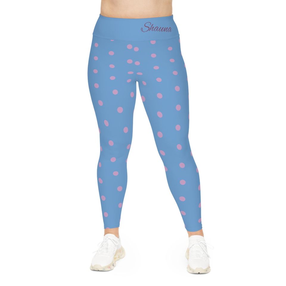 Leggings - Pink On Blue Polka Dots Trending