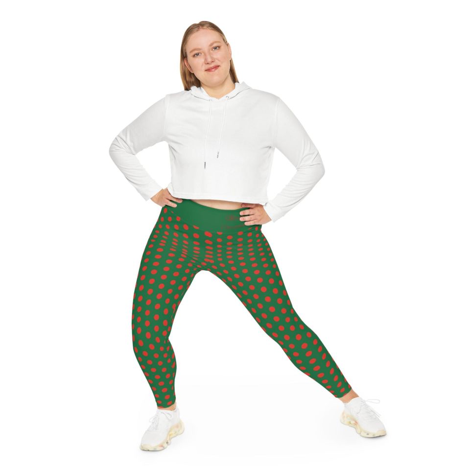 Leggings - Red On Green Polka Dots Trending