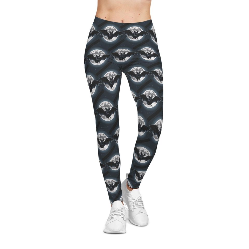 Gothic Bat Print Leggings: Goth-Core Yoga Pants
