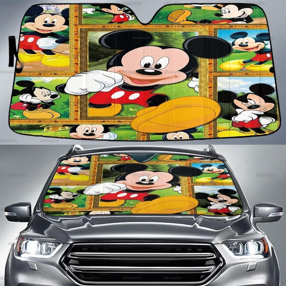 Mickey Car Sunshade, Mickey Car Decor, Mickey Auto Sunshade, Mickey Car Sun Protector, Funny Sun Visor Car