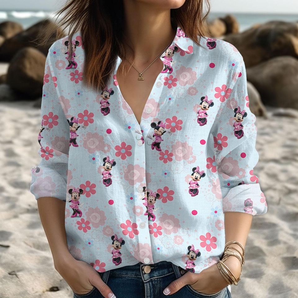 Disney Minnie Mouse Floral Women's Blouse, Mother's Day Gift