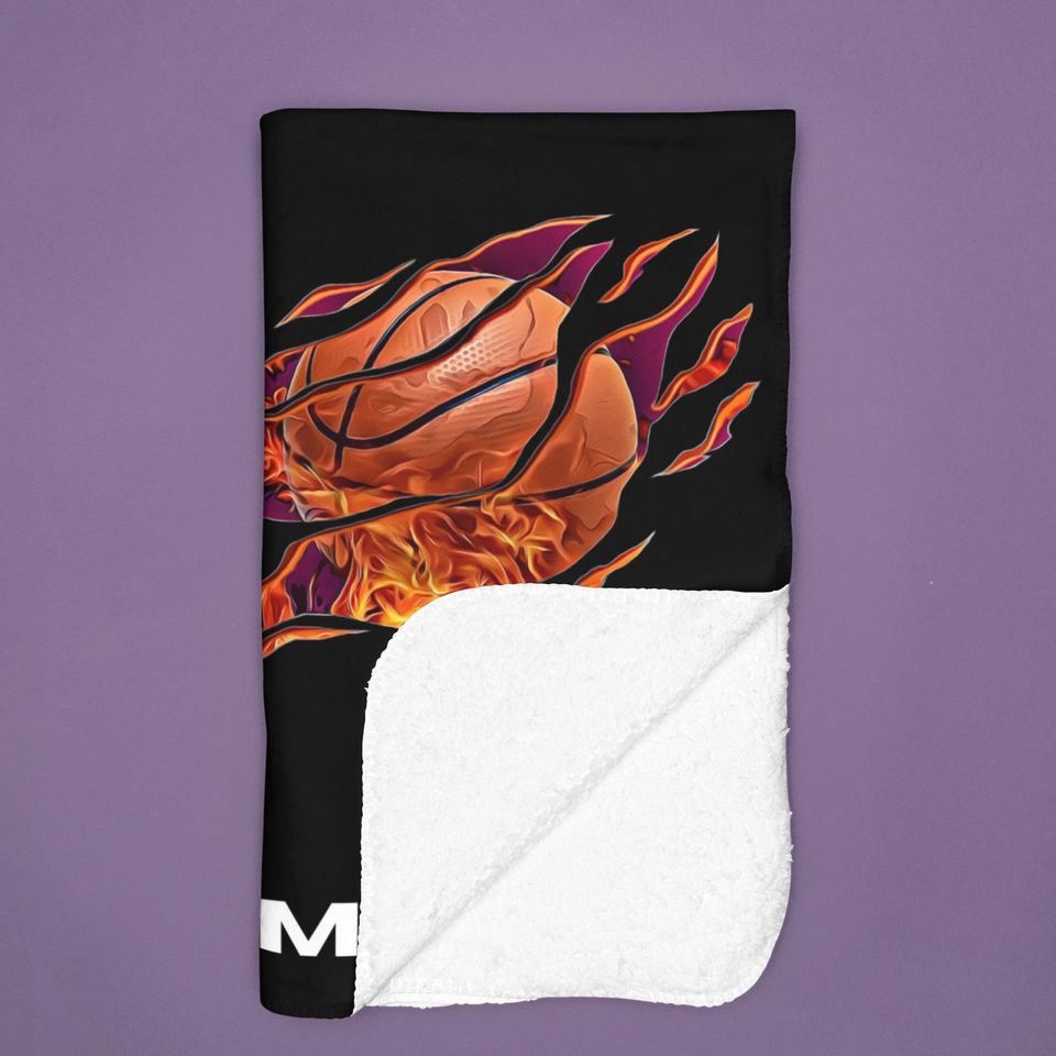 Personalized Flaming Basketball Blanket: Custom Sherpa Fleece Throw